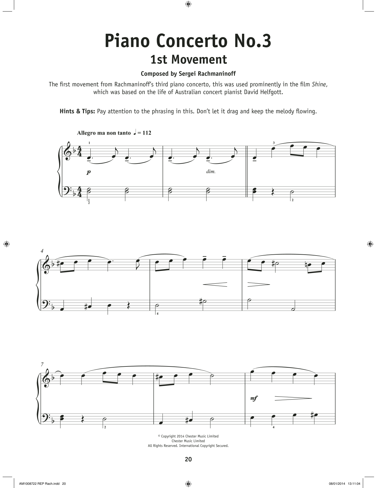 Download Sergei Rachmaninoff Piano Concerto No. 3, First Movement Sheet Music and learn how to play Really Easy Piano PDF digital score in minutes