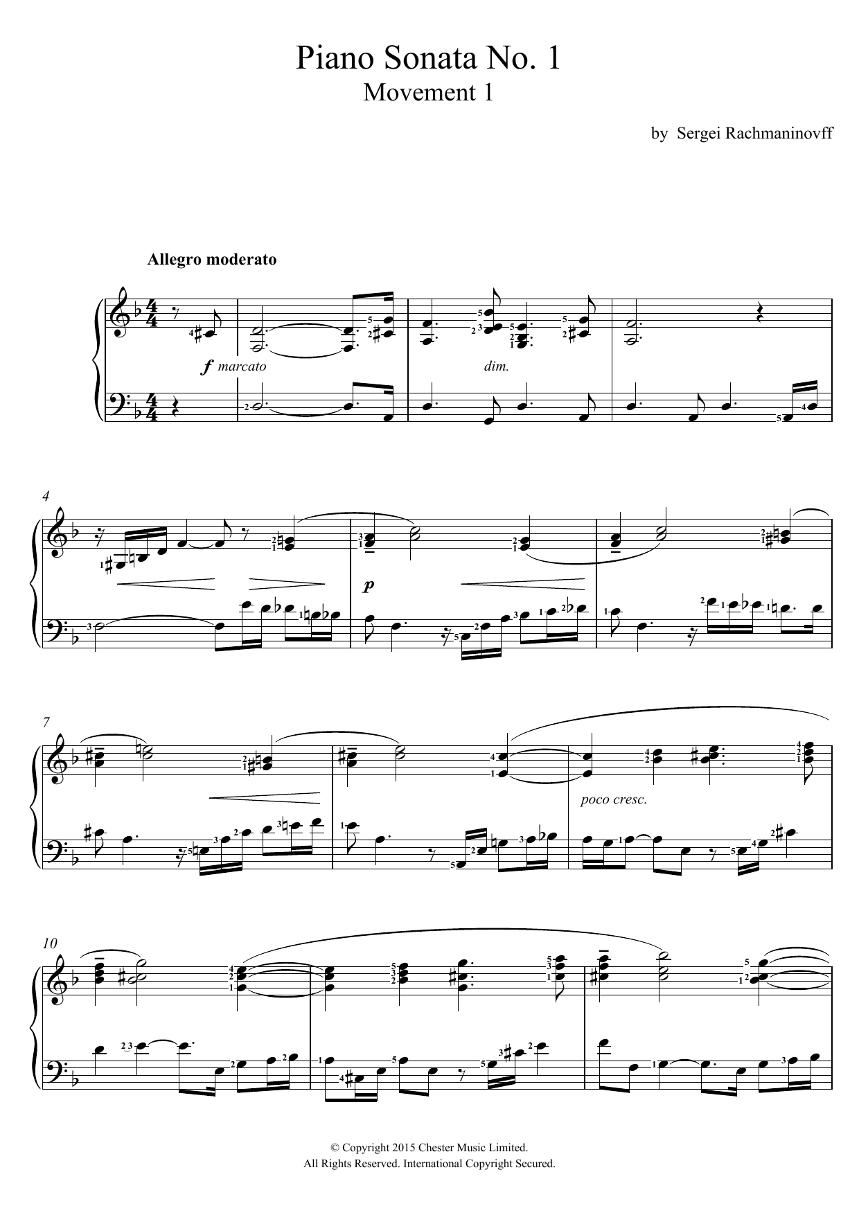 Download Sergei Rachmaninoff Piano Sonata No.1 (1st Movement) Sheet Music and learn how to play Piano PDF digital score in minutes