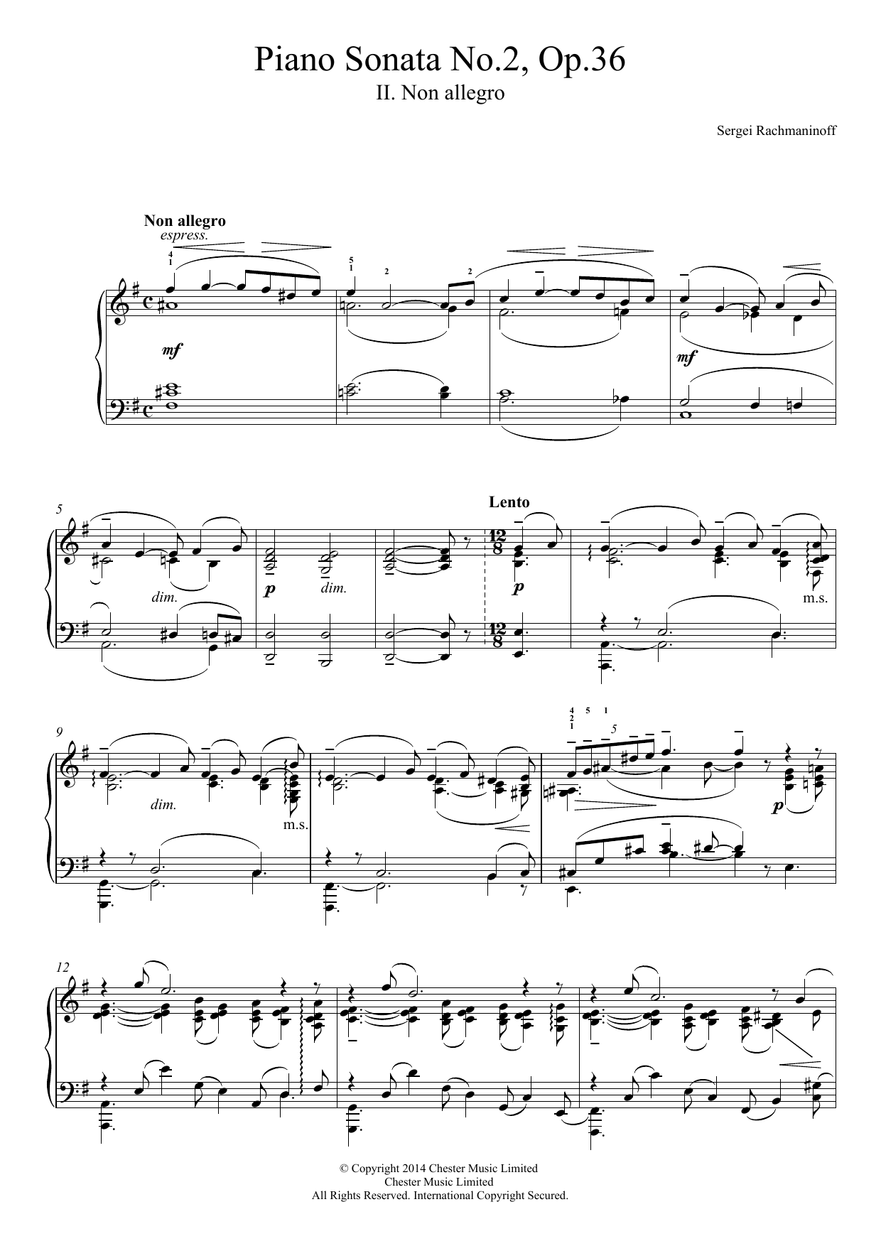 Download Sergei Rachmaninoff Piano Sonata No.2, Op.36 - 2nd Movement Sheet Music and learn how to play Piano PDF digital score in minutes