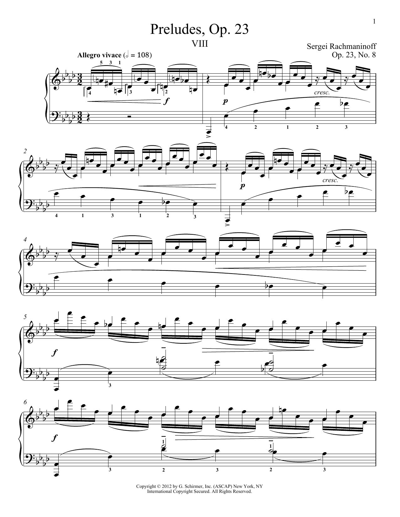 Download Sergei Rachmaninoff Prelude In A-Flat Major, Op. 23, No. 8 Sheet Music and learn how to play Piano PDF digital score in minutes