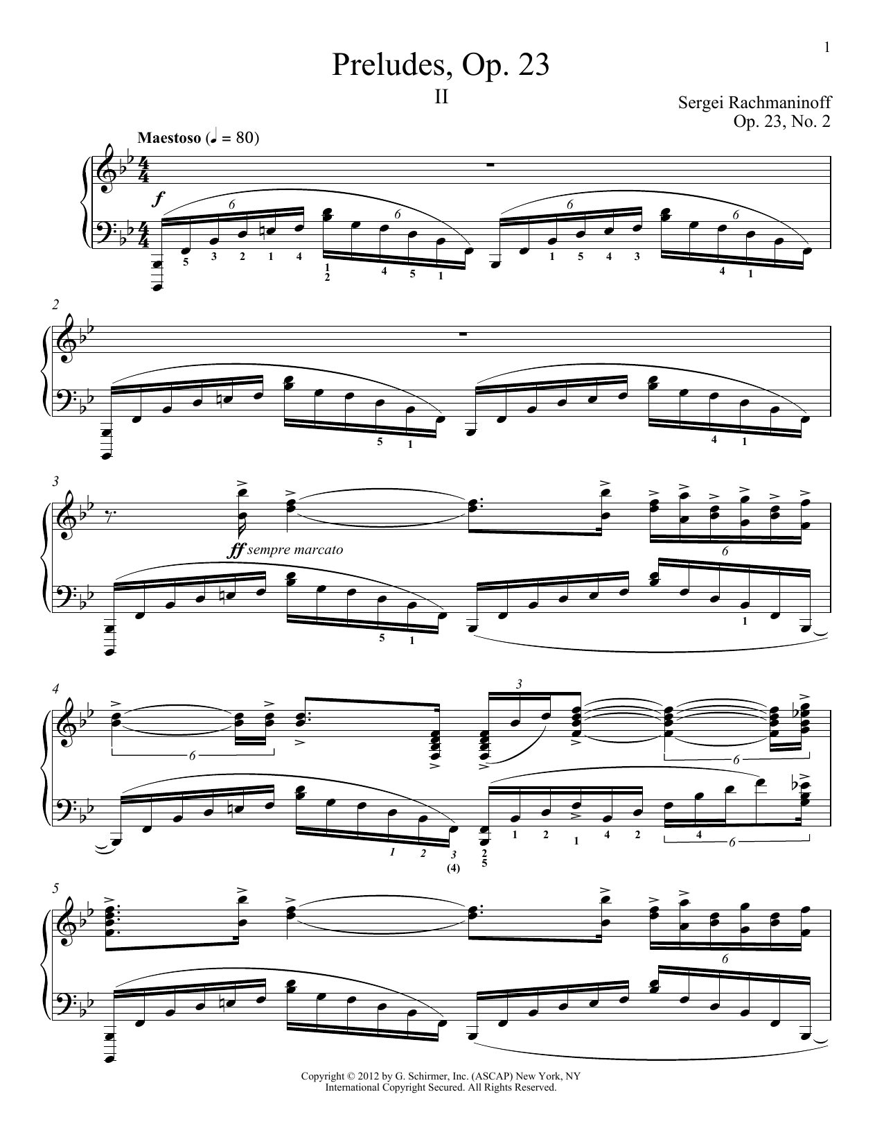 Download Sergei Rachmaninoff Prelude In B-Flat Major, Op. 23, No. 2 Sheet Music and learn how to play Piano PDF digital score in minutes
