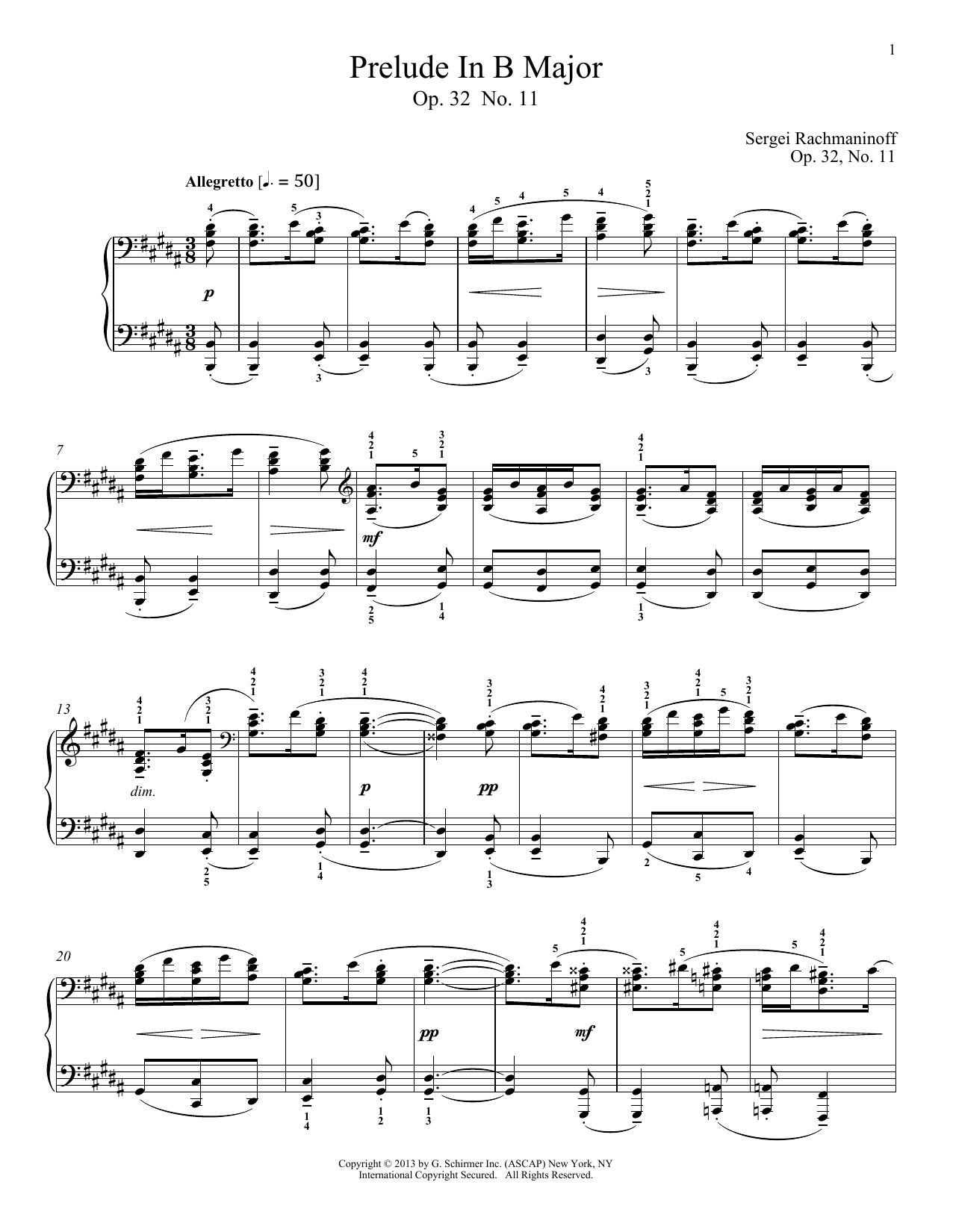 Download Alexandre Dossin Prelude In B Major, Op. 32, No. 11 Sheet Music and learn how to play Piano PDF digital score in minutes