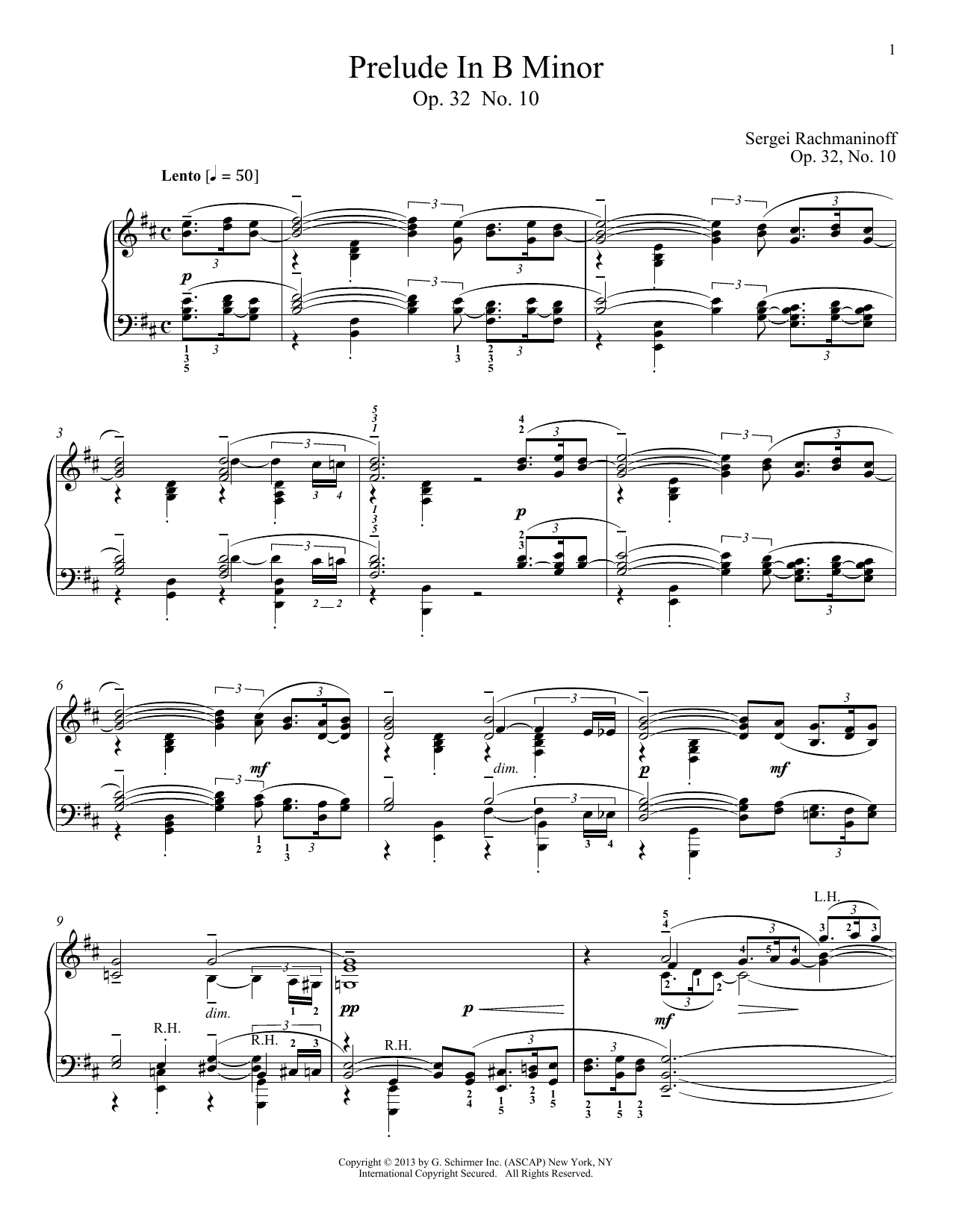 Download Alexandre Dossin Prelude In B Minor, Op. 32, No. 10 Sheet Music and learn how to play Piano PDF digital score in minutes