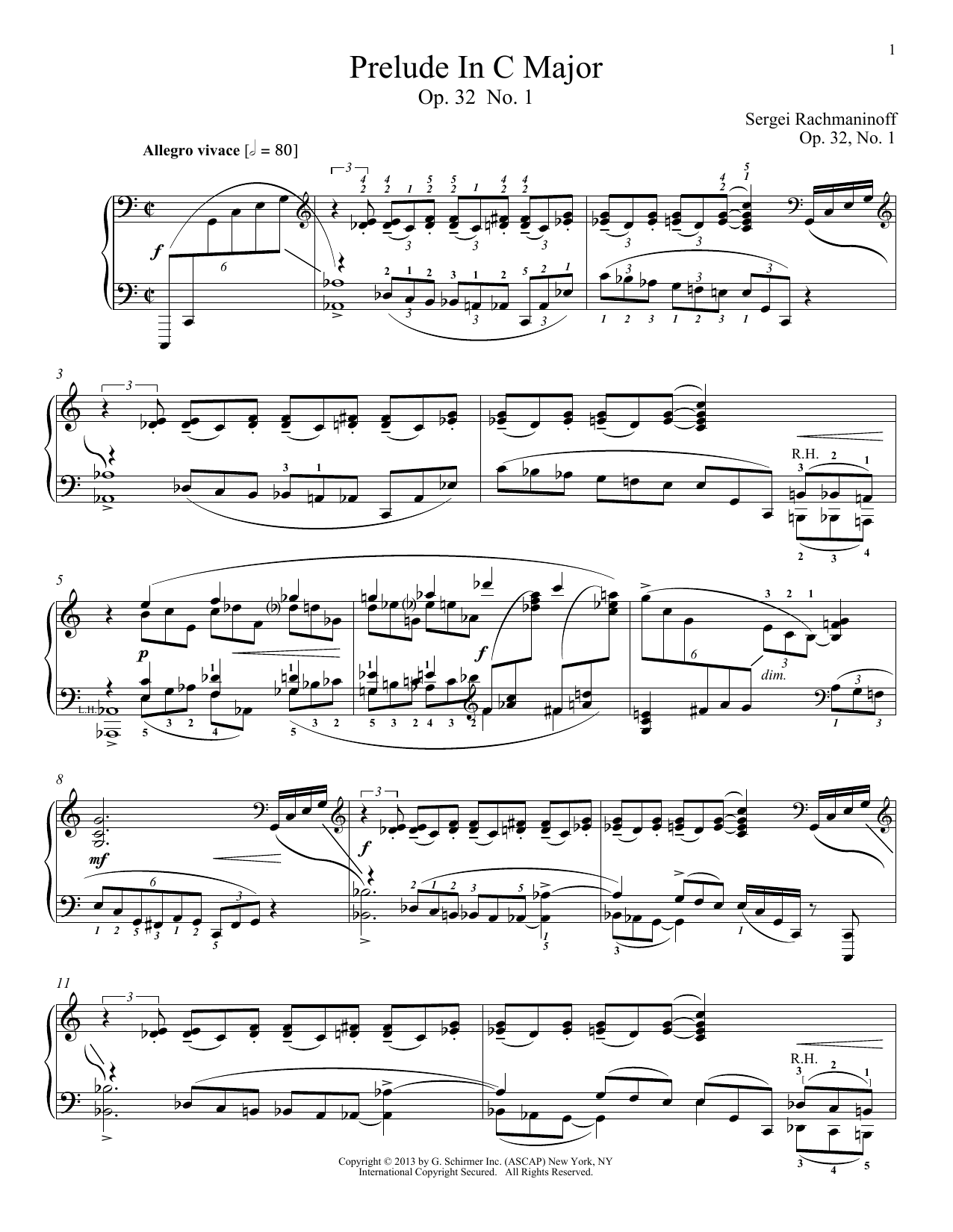 Download Alexandre Dossin Prelude In C Major, Op. 32, No. 1 Sheet Music and learn how to play Piano PDF digital score in minutes
