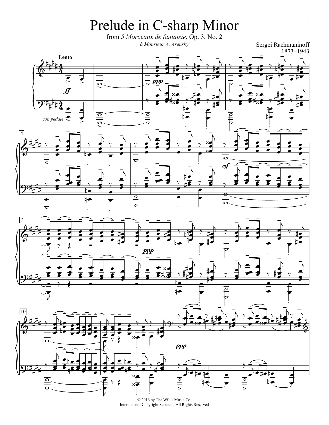 Download Sergei Rachmaninoff Prelude In C-Sharp Minor Sheet Music and learn how to play Educational Piano PDF digital score in minutes