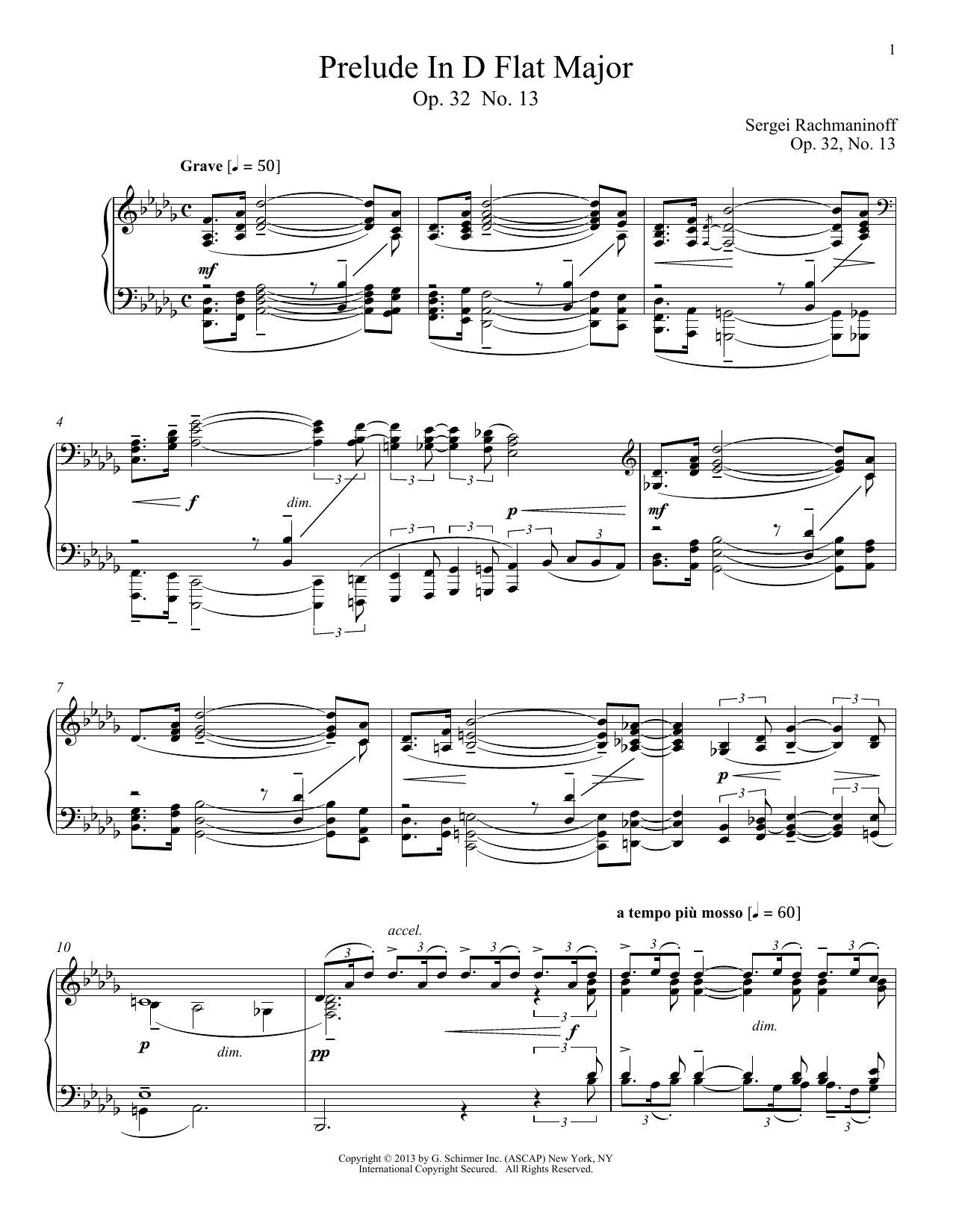Download Alexandre Dossin Prelude In D-Flat Major, Op. 32, No. 13 Sheet Music and learn how to play Piano PDF digital score in minutes