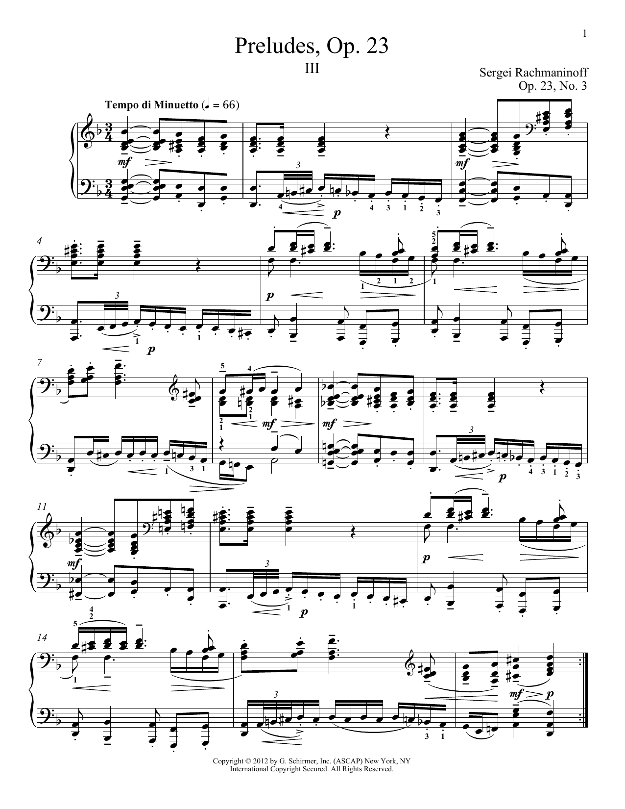Download Sergei Rachmaninoff Prelude In D Minor, Op. 23, No. 3 Sheet Music and learn how to play Piano PDF digital score in minutes
