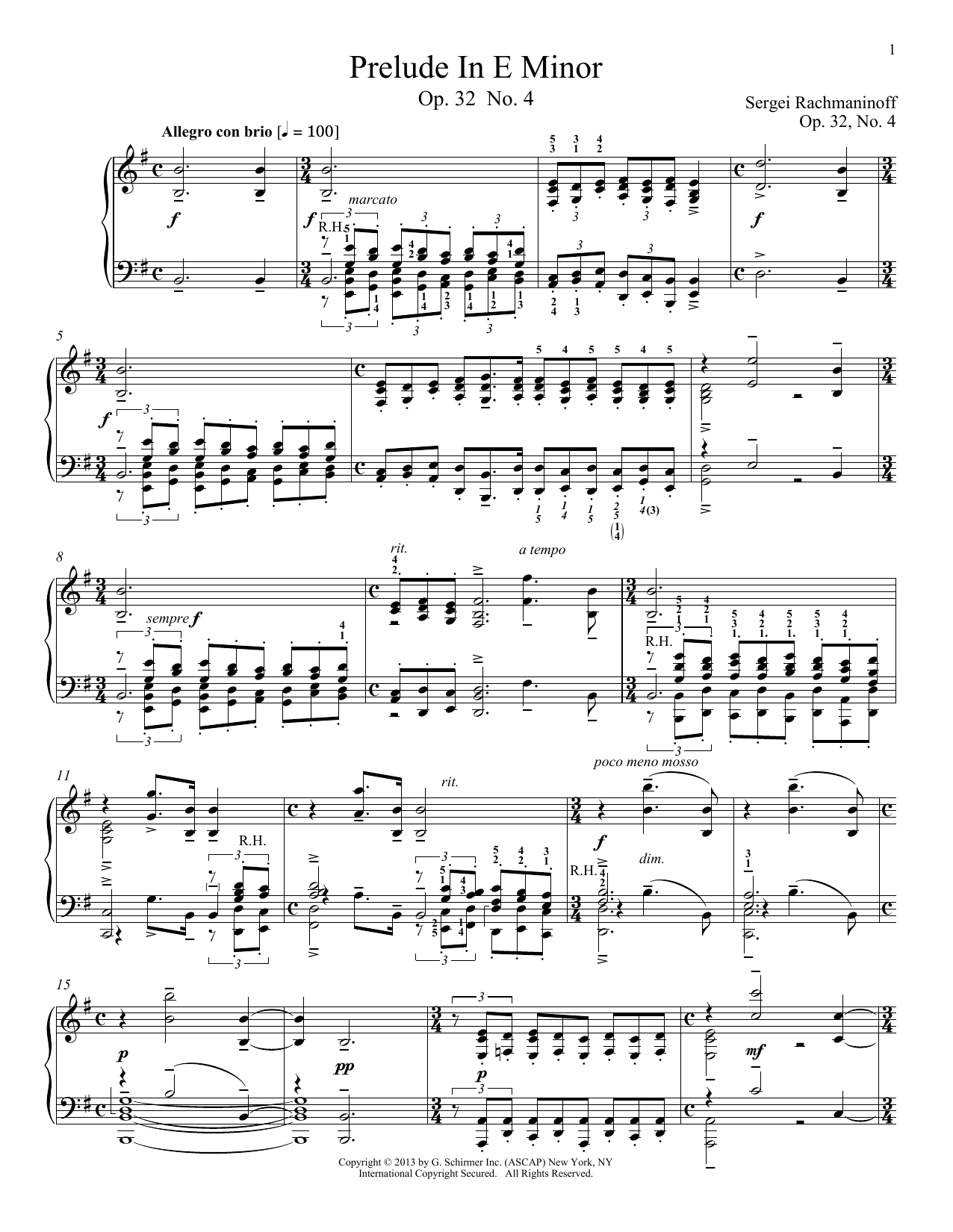 Download Alexandre Dossin Prelude In E Minor, Op. 32, No. 4 Sheet Music and learn how to play Piano PDF digital score in minutes