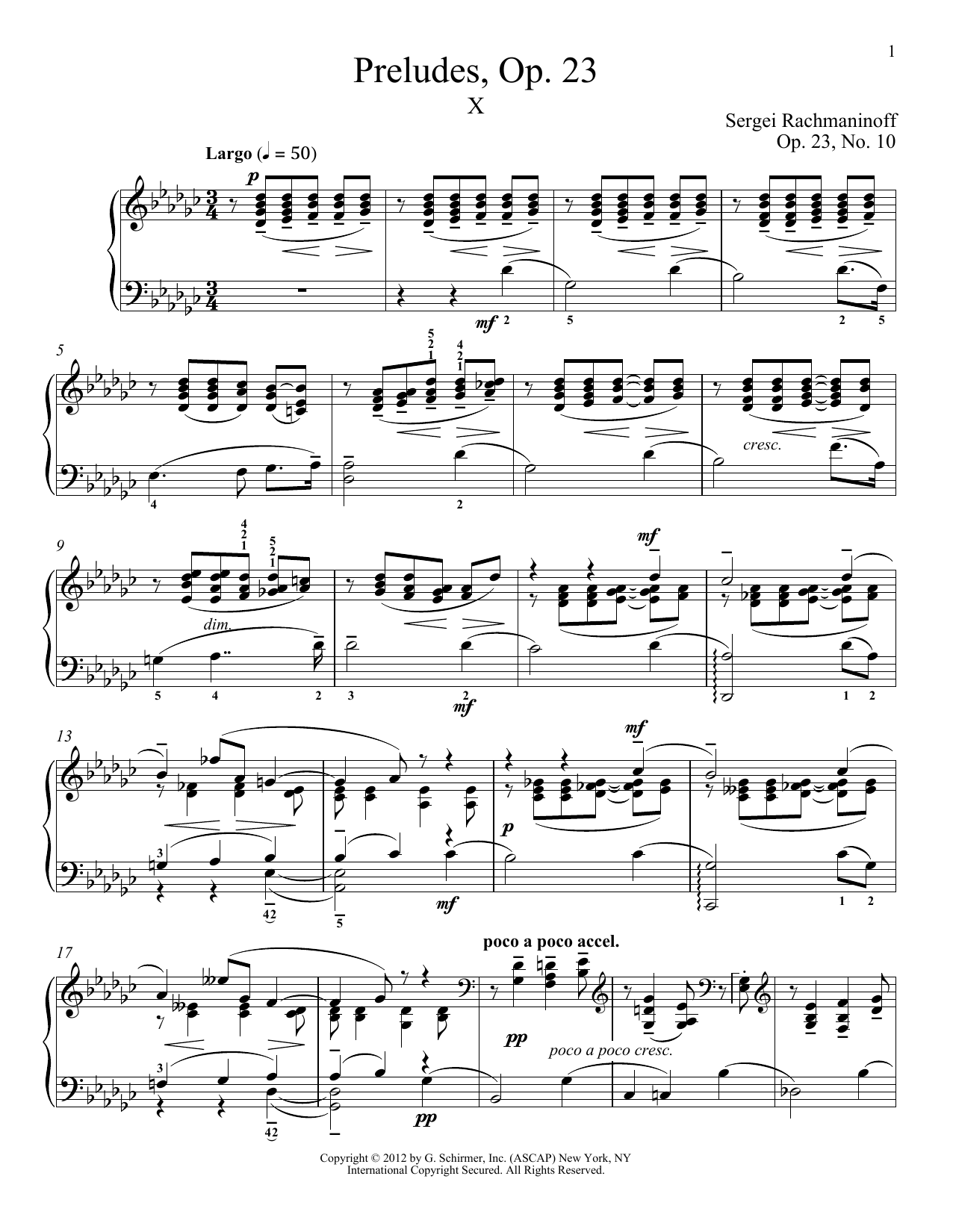 Download Sergei Rachmaninoff Prelude In G-Flat Major, Op. 23, No. 10 Sheet Music and learn how to play Piano PDF digital score in minutes
