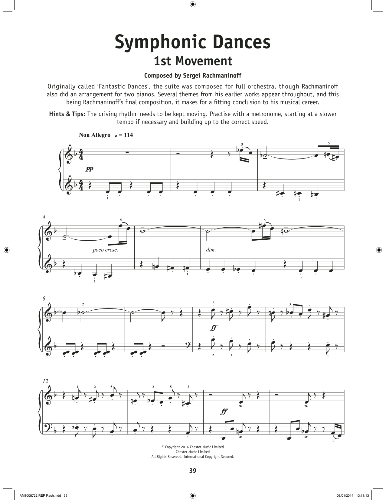 Download Sergei Rachmaninoff Symphonic Dances - 1st Movement Sheet Music and learn how to play Really Easy Piano PDF digital score in minutes