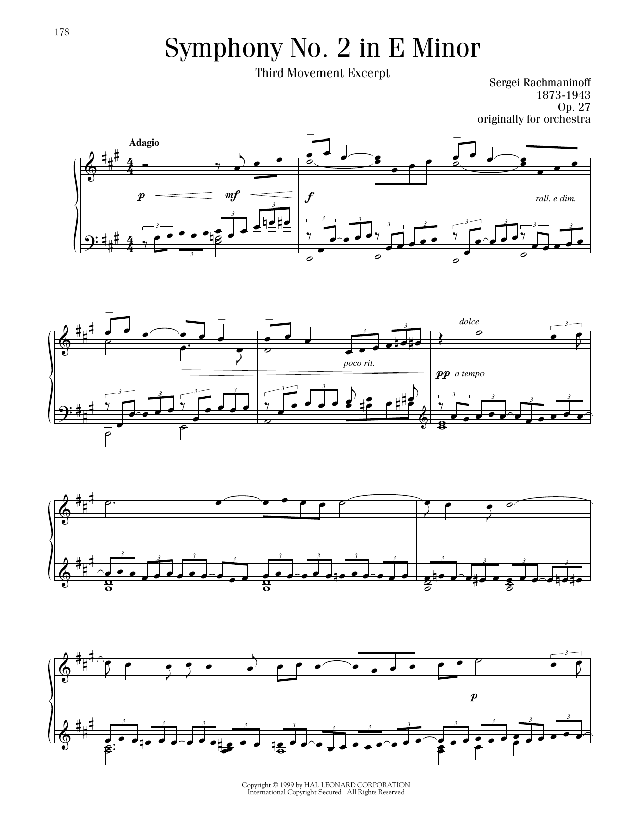 Download Sergei Rachmaninoff Symphony No. 2 - 3rd Movement Sheet Music and learn how to play Piano Solo PDF digital score in minutes