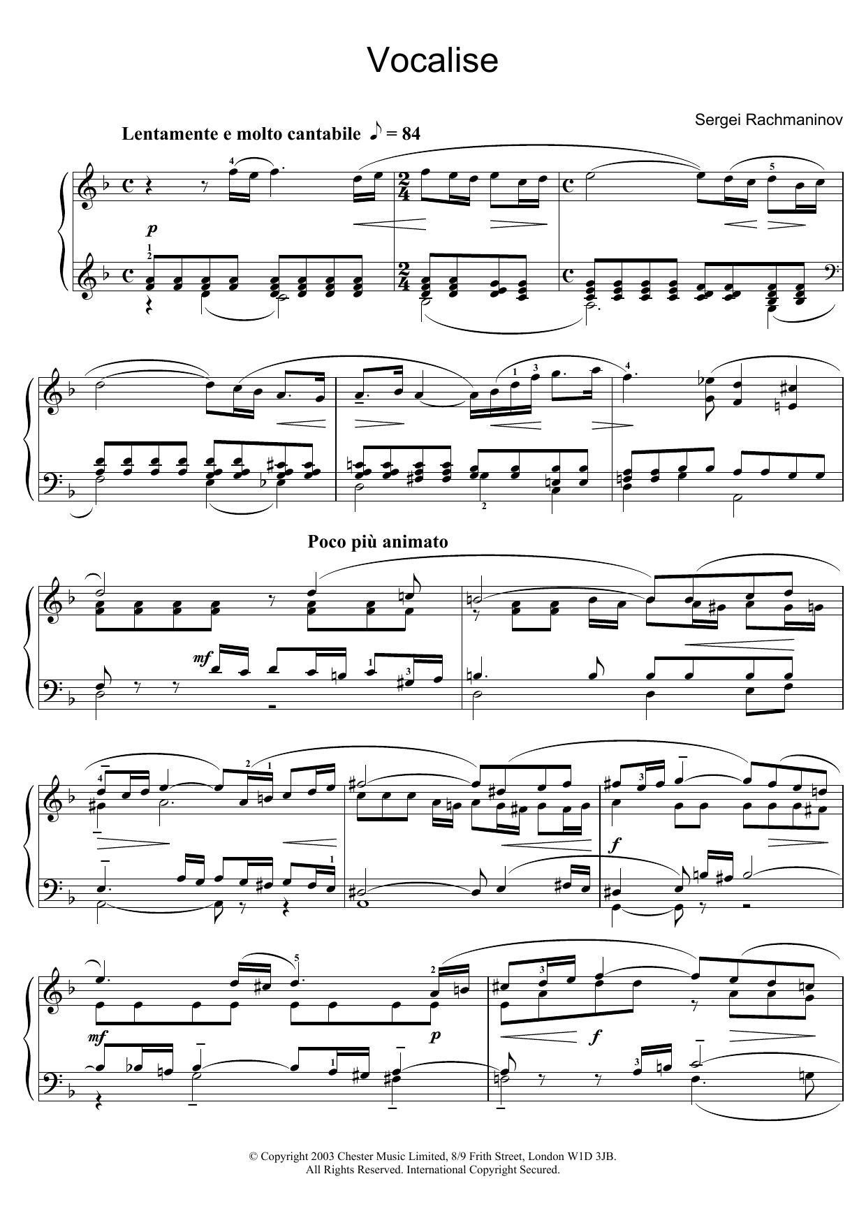 Download Sergei Rachmaninoff Vocalise Sheet Music and learn how to play String Solo PDF digital score in minutes