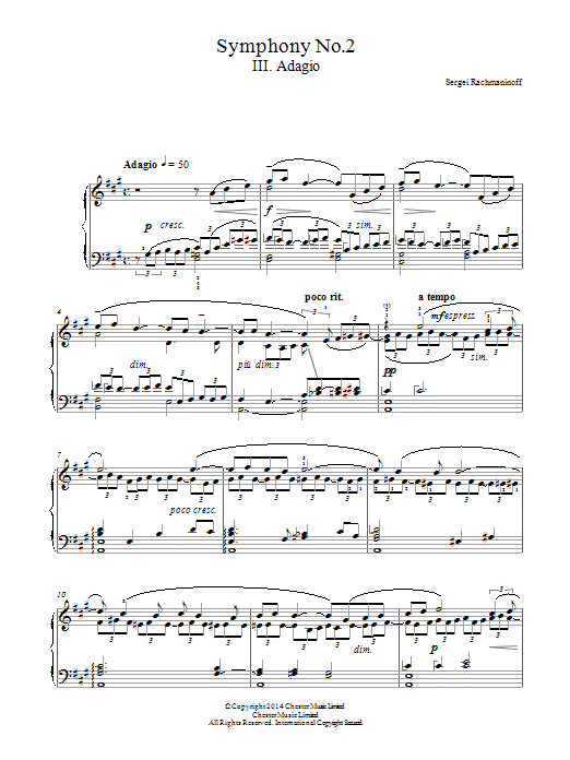 Download Sergei Rachmaninoff Symphony No.2 - 3rd Movement Sheet Music and learn how to play Piano PDF digital score in minutes