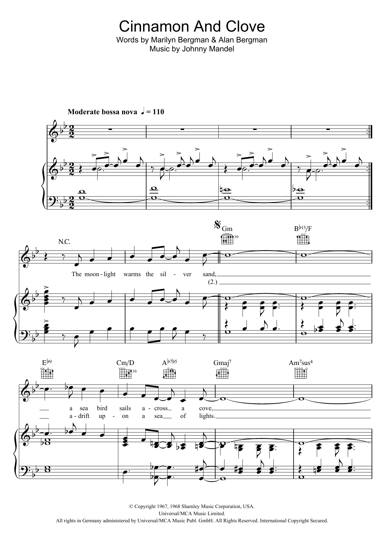 Download Sergio Mendes Cinnamon And Clove Sheet Music and learn how to play Piano, Vocal & Guitar (Right-Hand Melody) PDF digital score in minutes