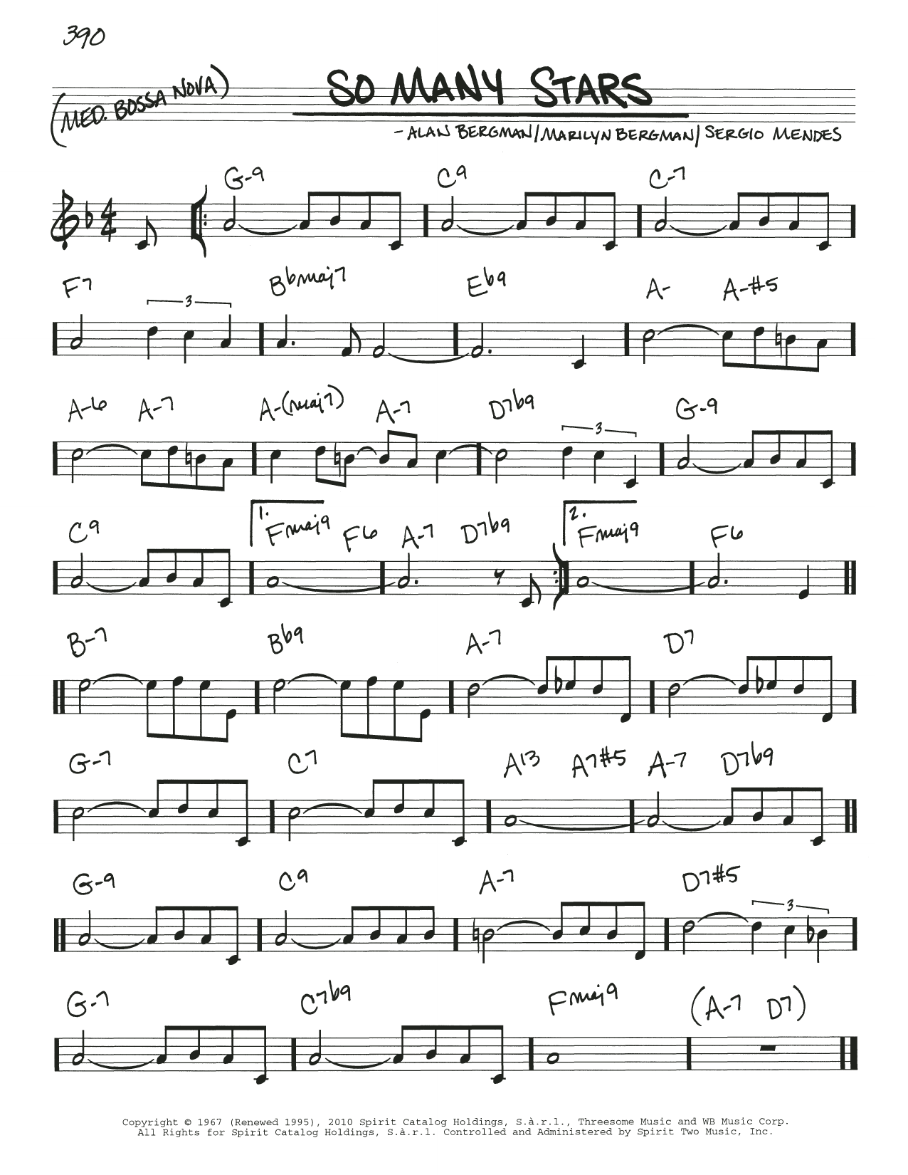 Download Sergio Mendes So Many Stars Sheet Music and learn how to play Real Book – Melody & Chords PDF digital score in minutes