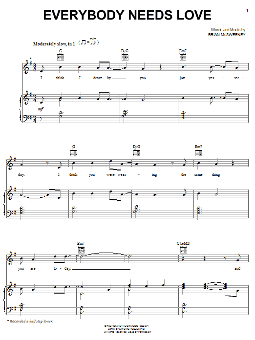 Download Seven Day Jesus Everybody Needs Love Sheet Music and learn how to play Piano, Vocal & Guitar (Right-Hand Melody) PDF digital score in minutes