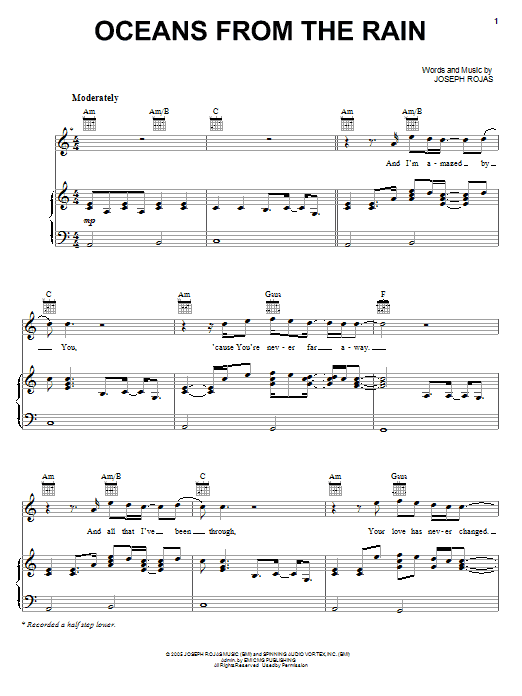 Download Seventh Day Slumber Oceans From The Rain Sheet Music and learn how to play Piano, Vocal & Guitar (Right-Hand Melody) PDF digital score in minutes