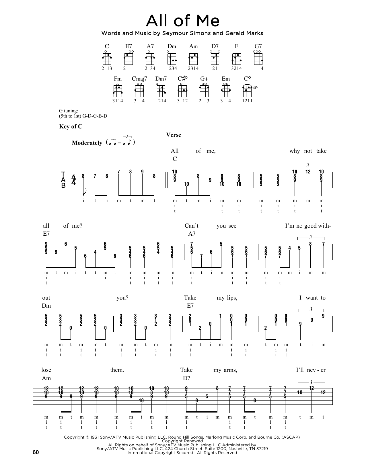Download Seymour Simons All Of Me Sheet Music and learn how to play Banjo PDF digital score in minutes