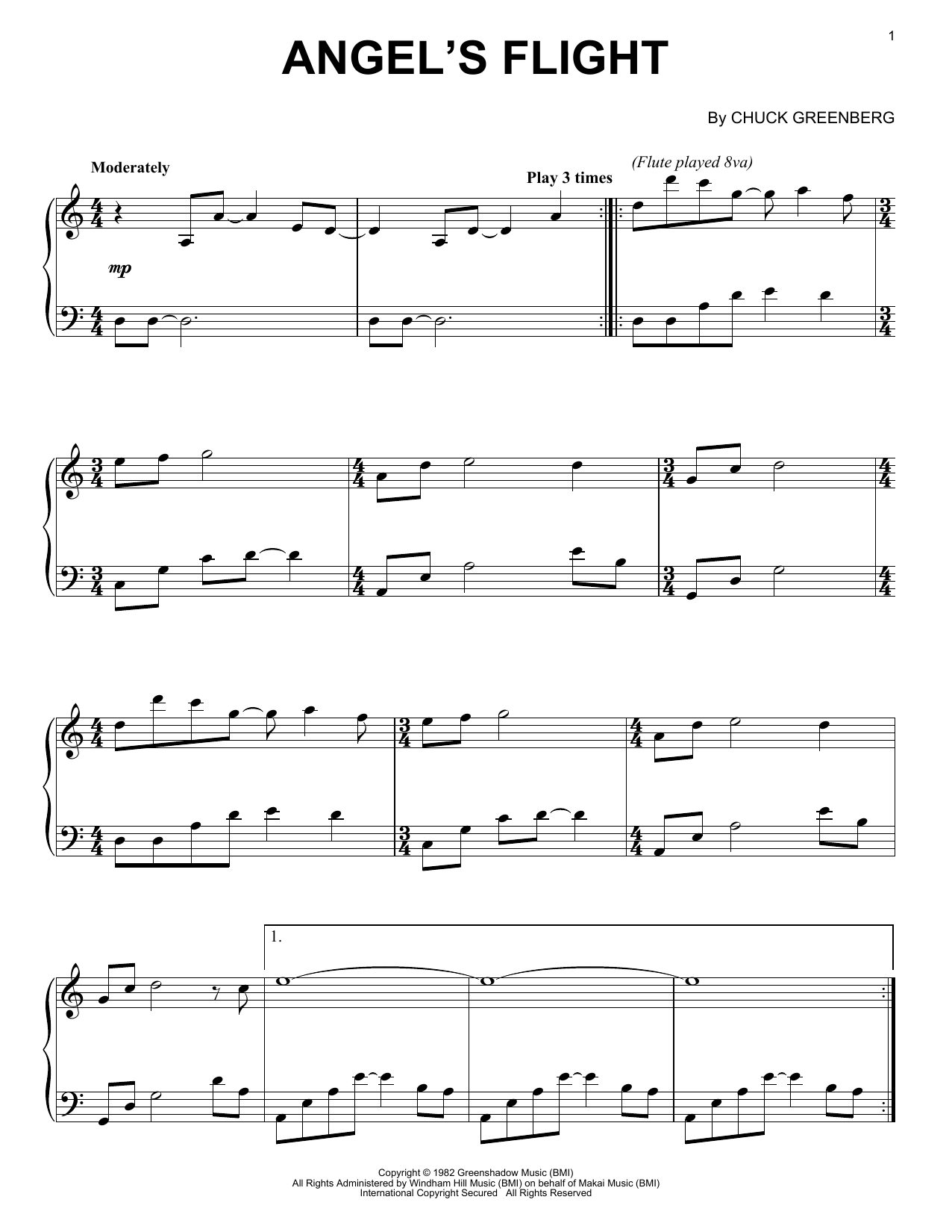 Download Shadowfax Angel's Flight Sheet Music and learn how to play Piano PDF digital score in minutes