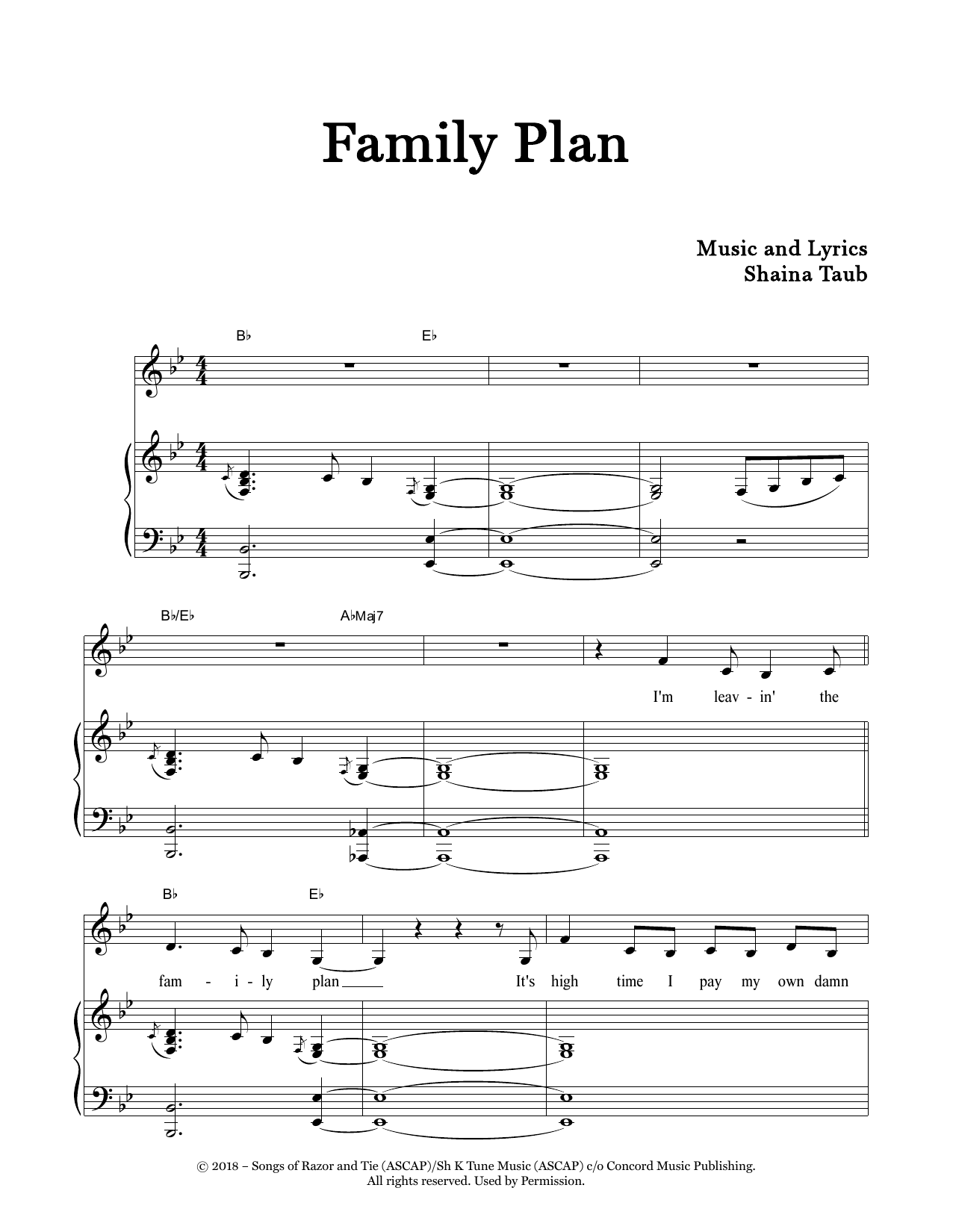 Download Shaina Taub Family Plan Sheet Music and learn how to play Piano & Vocal PDF digital score in minutes