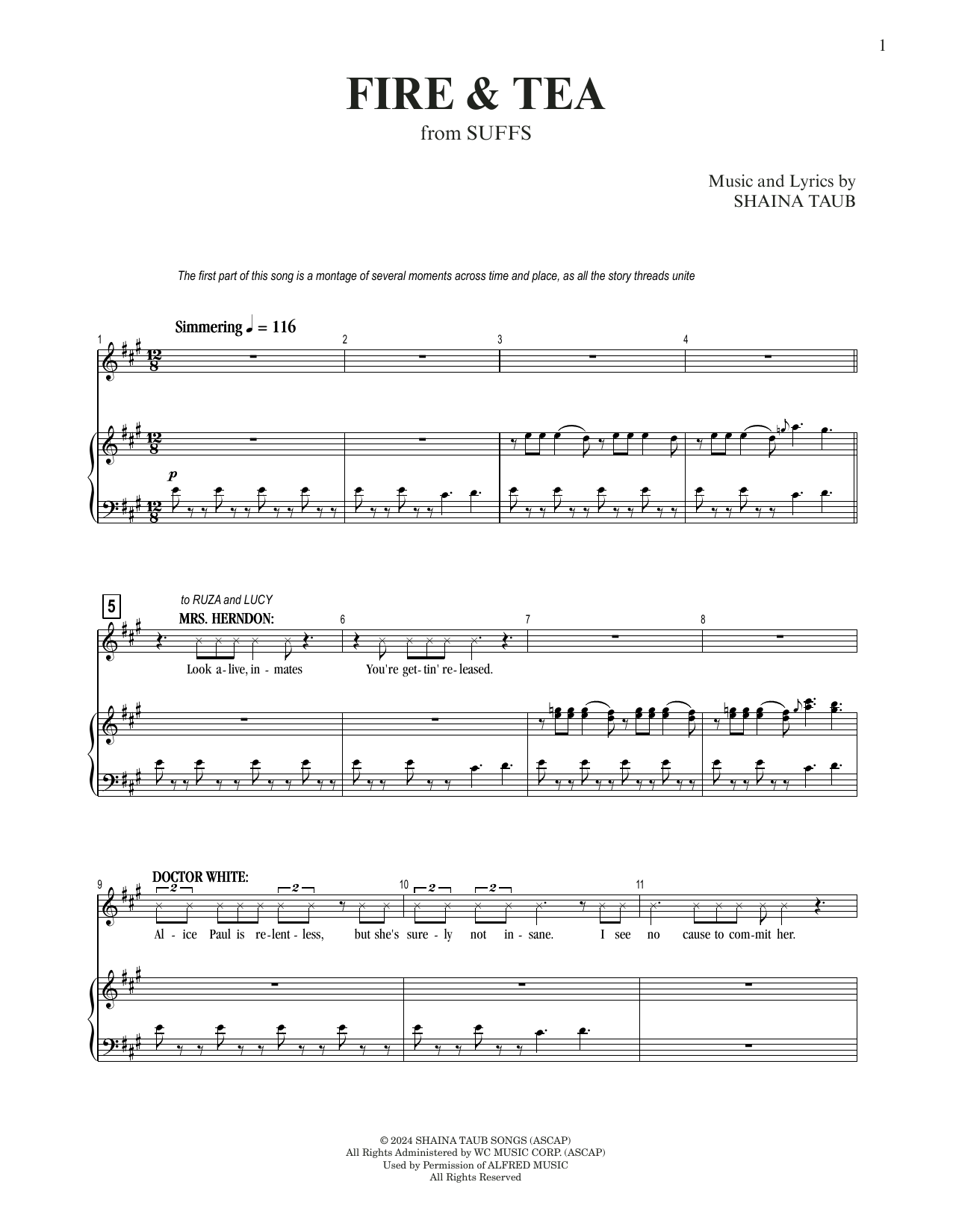 Download Shaina Taub Fire & Tea (from Suffs) Sheet Music and learn how to play Piano & Vocal PDF digital score in minutes