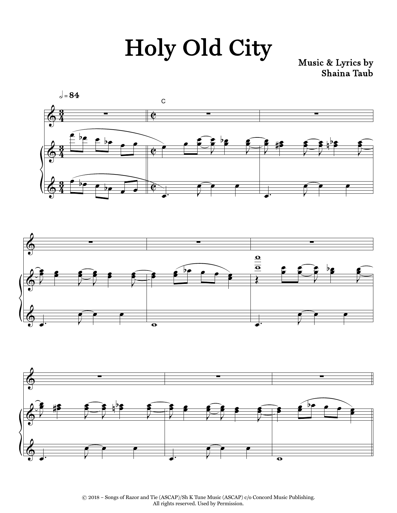 Download Shaina Taub Holy Old City Sheet Music and learn how to play Piano & Vocal PDF digital score in minutes