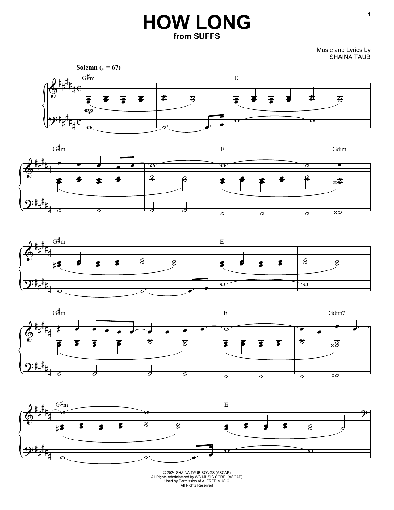 Download Shaina Taub How Long (from Suffs) Sheet Music and learn how to play Piano & Vocal PDF digital score in minutes