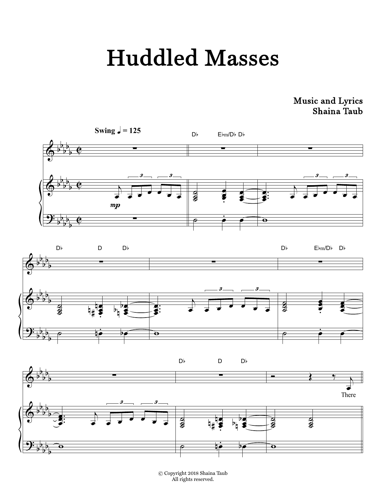 Download Shaina Taub Huddled Masses Sheet Music and learn how to play Piano & Vocal PDF digital score in minutes