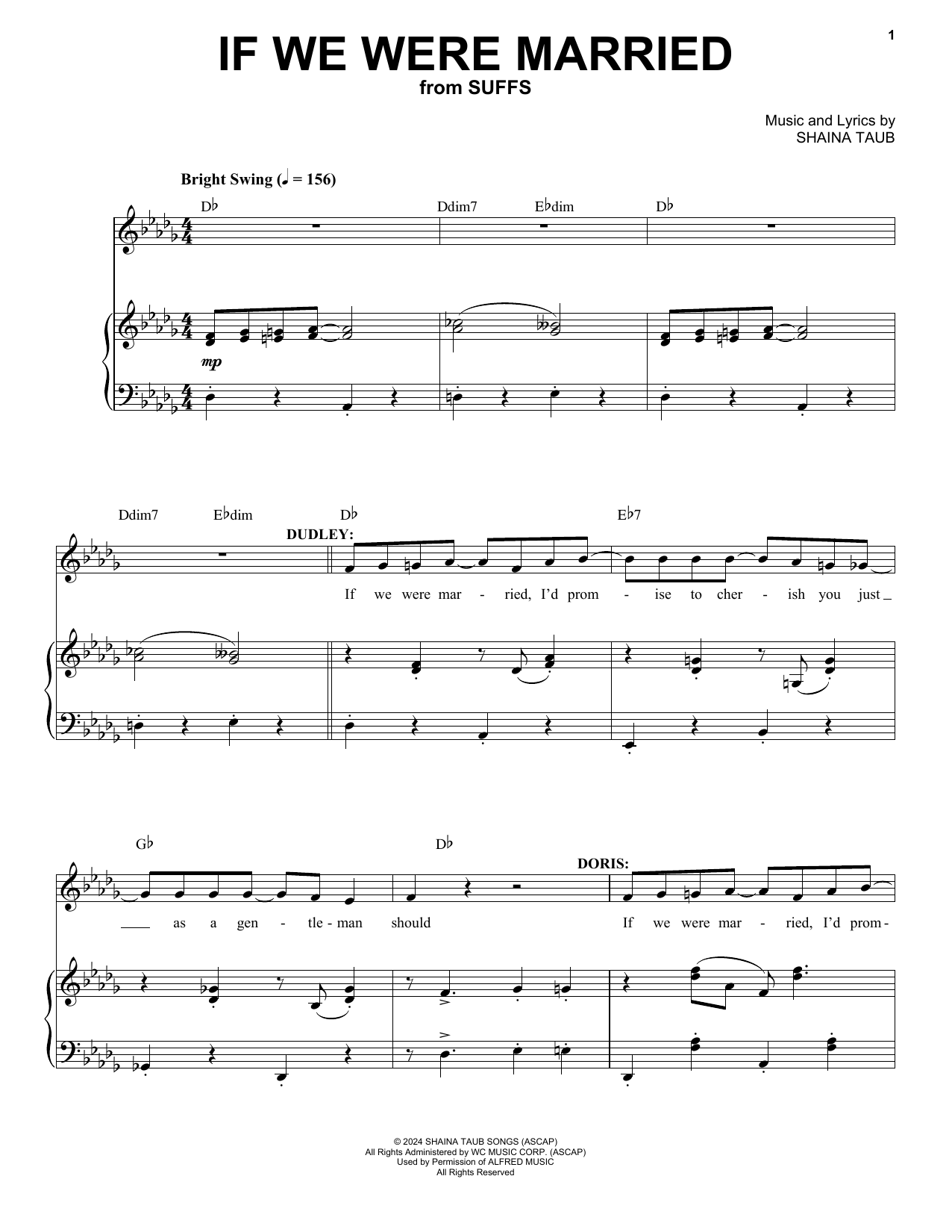 Download Shaina Taub If We Were Married (from Suffs) Sheet Music and learn how to play Piano & Vocal PDF digital score in minutes