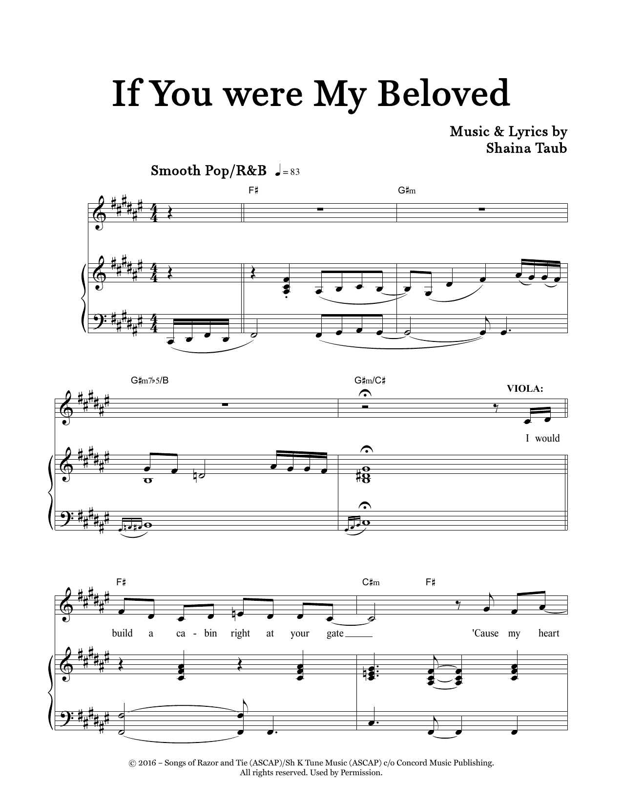 Download Shaina Taub If You Were My Beloved (from Twelfth Night) Sheet Music and learn how to play Piano & Vocal PDF digital score in minutes