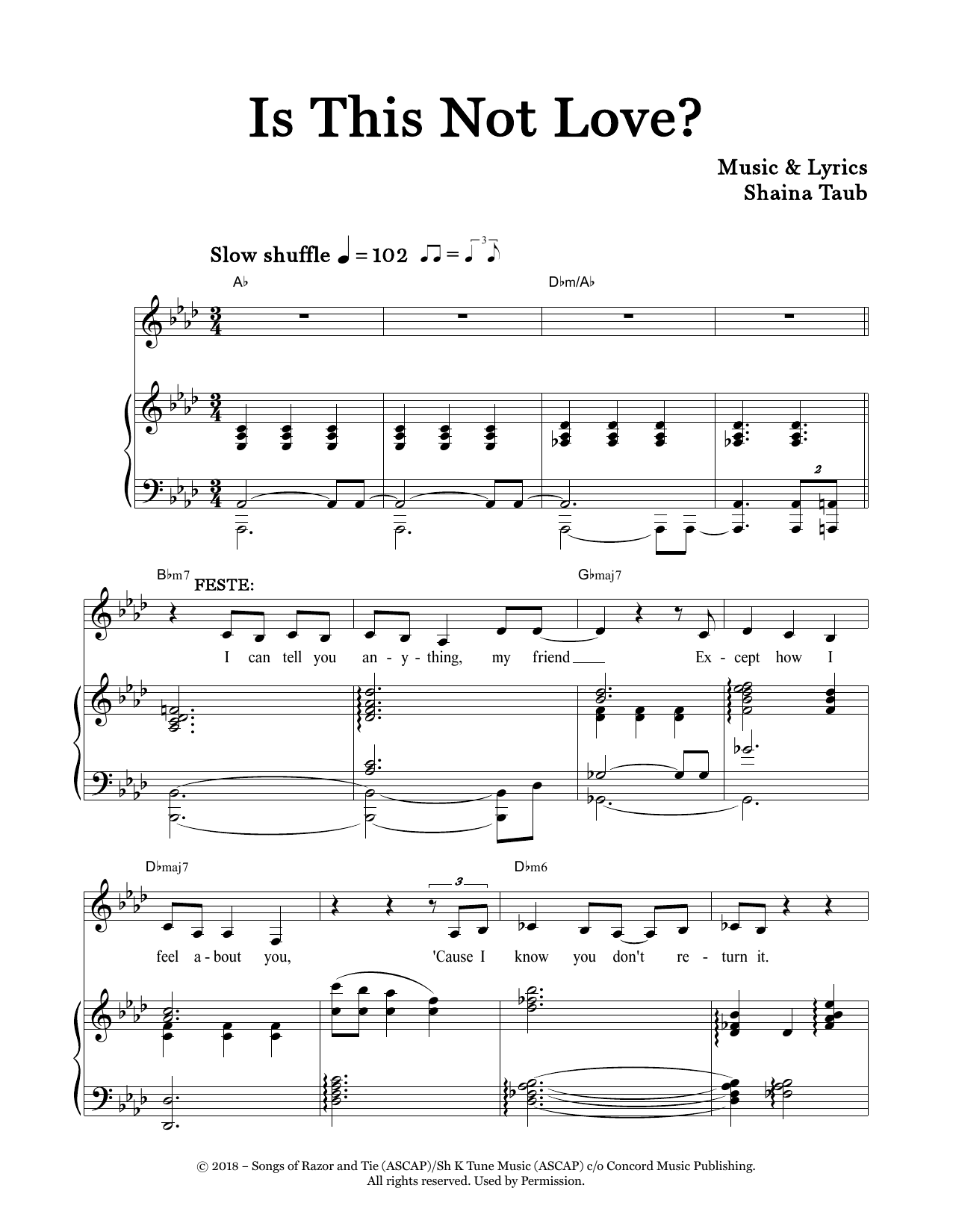 Download Shaina Taub Is This Not Love? (from Twelfth Night) Sheet Music and learn how to play Piano & Vocal PDF digital score in minutes