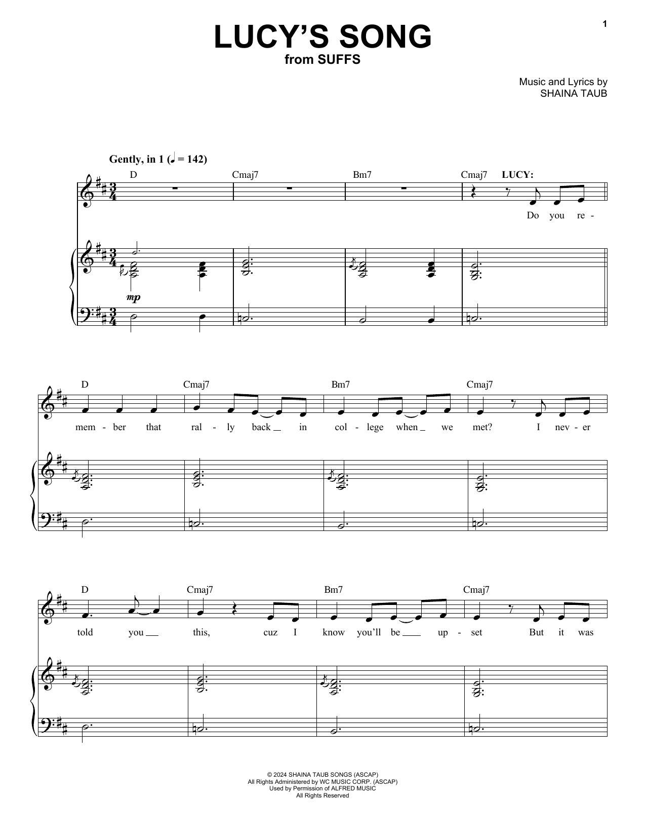 Download Shaina Taub Lucy's Song (from Suffs) Sheet Music and learn how to play Piano & Vocal PDF digital score in minutes