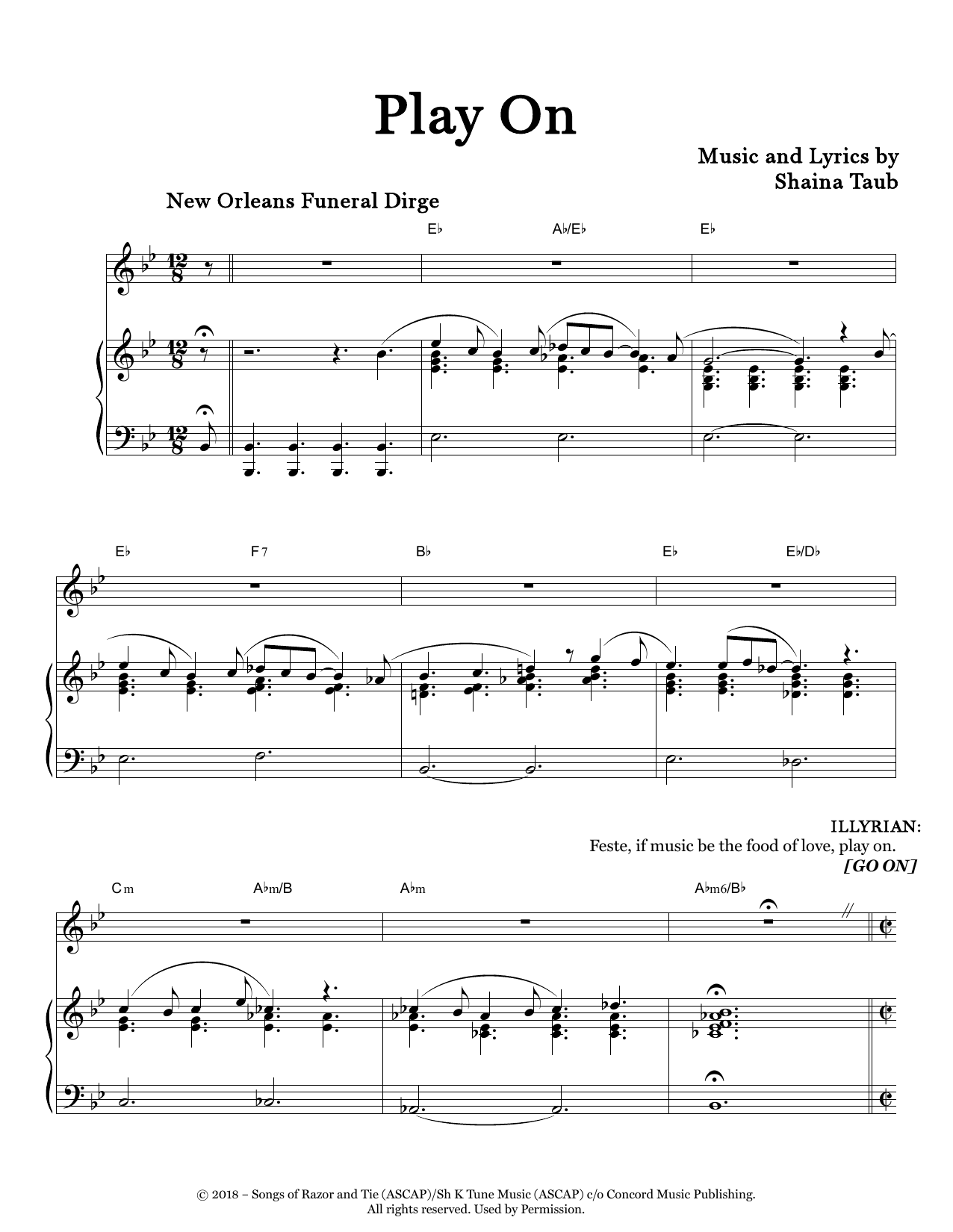 Download Shaina Taub Play On (from Twelfth Night) Sheet Music and learn how to play Piano & Vocal PDF digital score in minutes