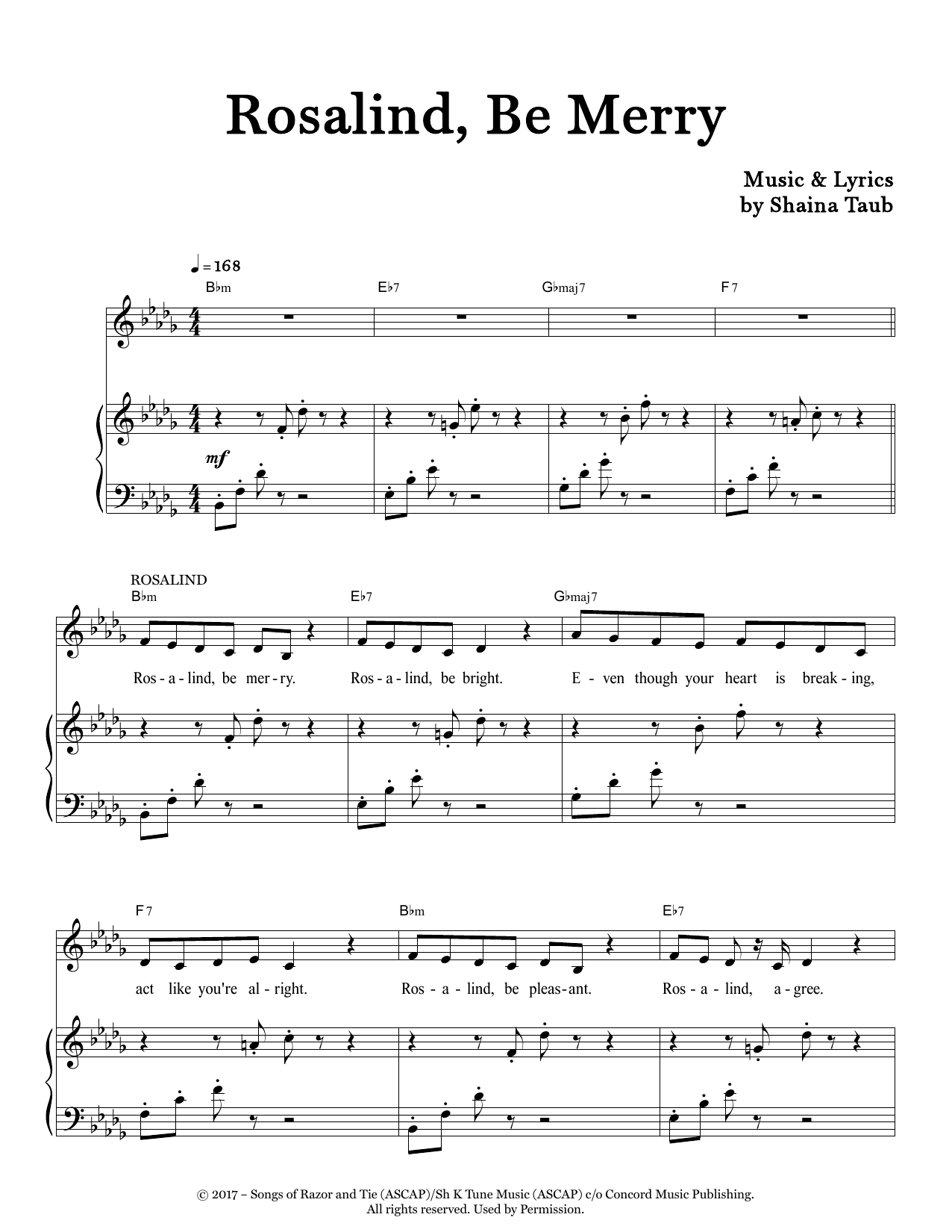 Download Shaina Taub Rosalind, Be Merry (from As You Like It) Sheet Music and learn how to play Piano & Vocal PDF digital score in minutes