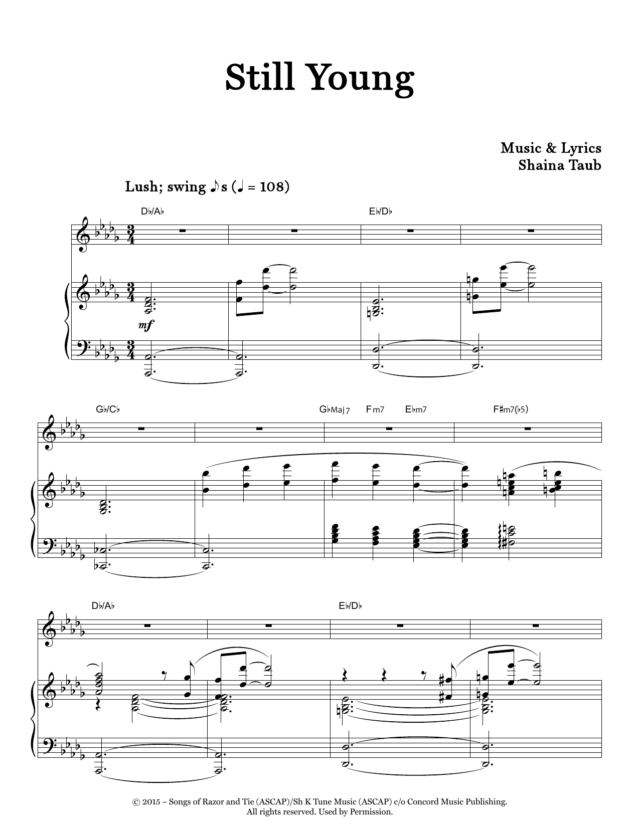 Download Shaina Taub Still Young Sheet Music and learn how to play Piano & Vocal PDF digital score in minutes