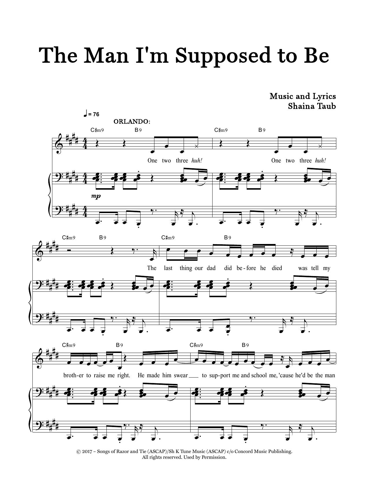 Download Shaina Taub The Man I'm Supposed To Be (from As You Like It) Sheet Music and learn how to play Piano & Vocal PDF digital score in minutes