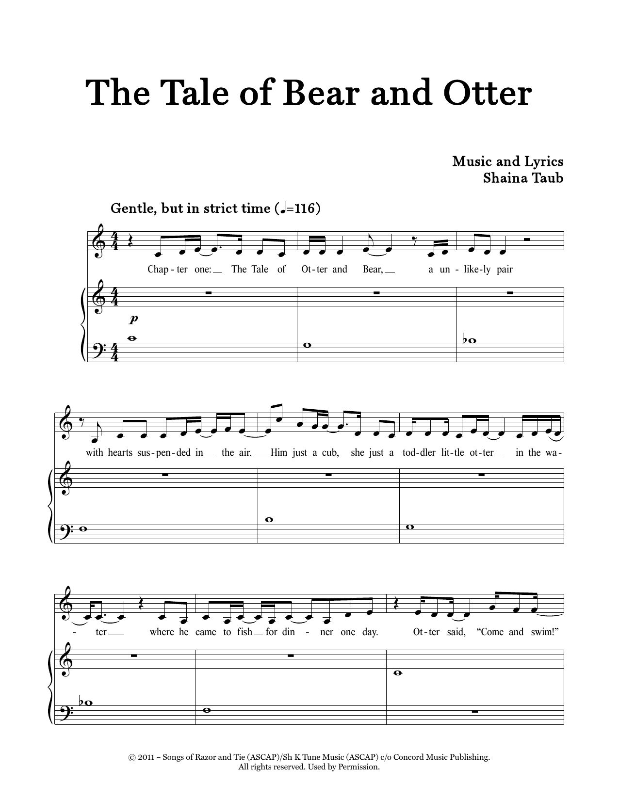 Download Shaina Taub The Tale Of Bear And Otter Sheet Music and learn how to play Piano & Vocal PDF digital score in minutes