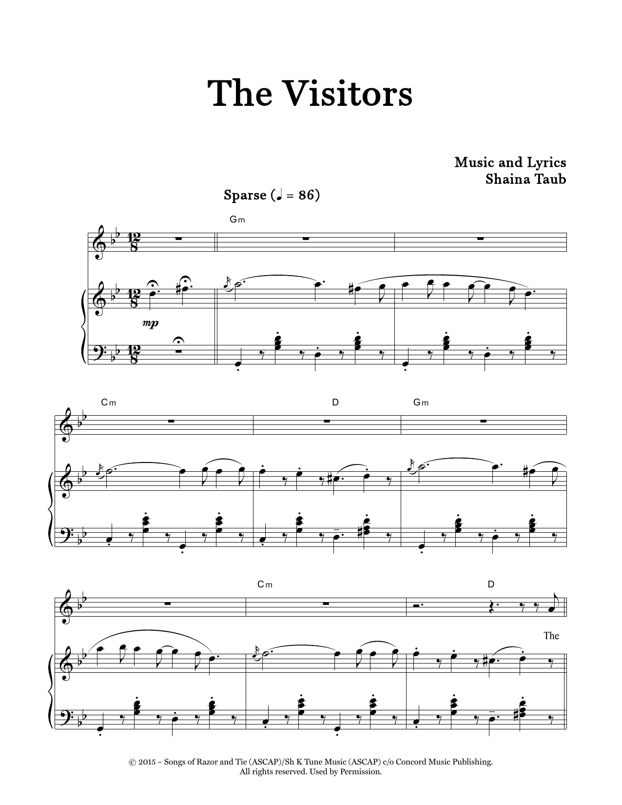 Download Shaina Taub The Visitors Sheet Music and learn how to play Piano & Vocal PDF digital score in minutes