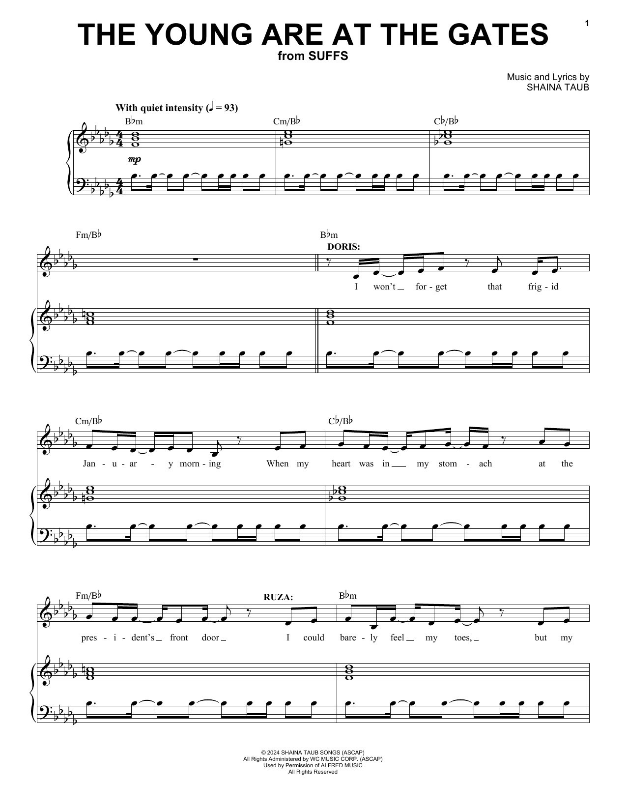 Download Shaina Taub The Young Are At The Gates (from Suffs) Sheet Music and learn how to play Piano & Vocal PDF digital score in minutes