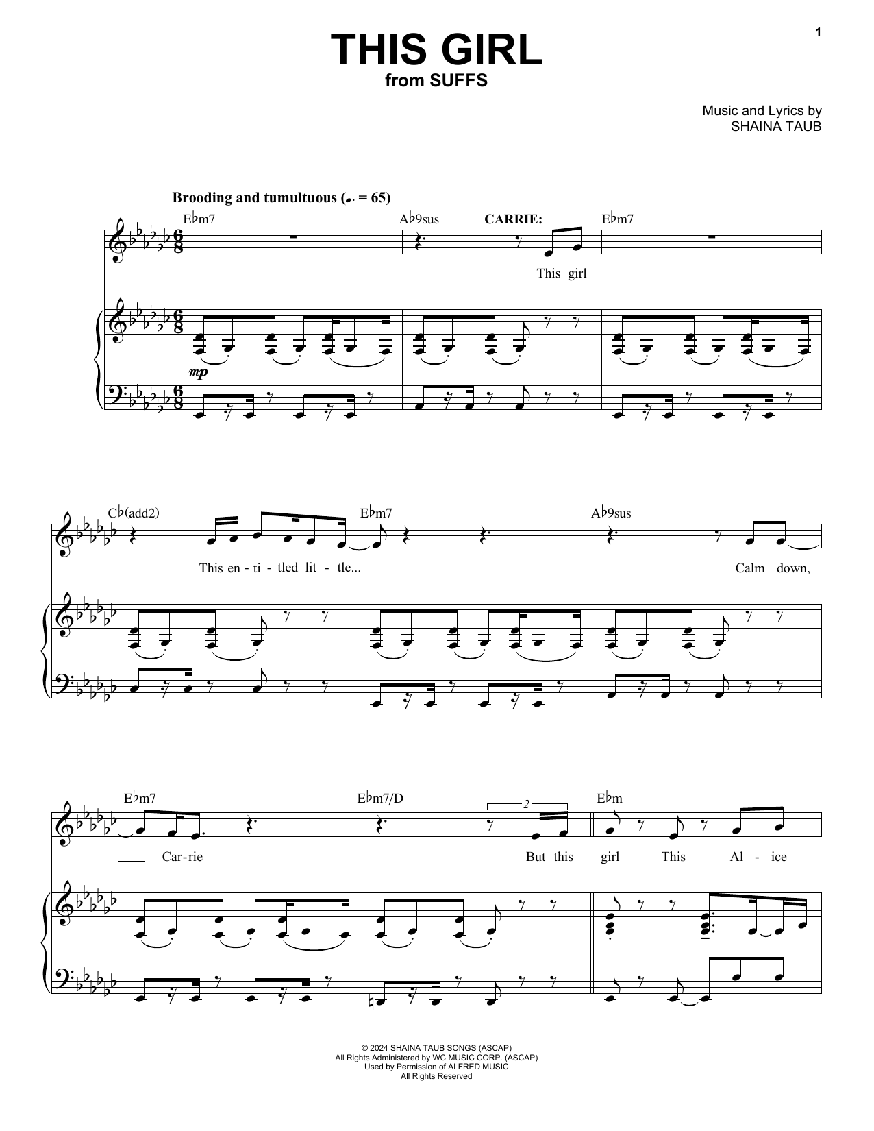 Download Shaina Taub This Girl (from Suffs) Sheet Music and learn how to play Piano & Vocal PDF digital score in minutes