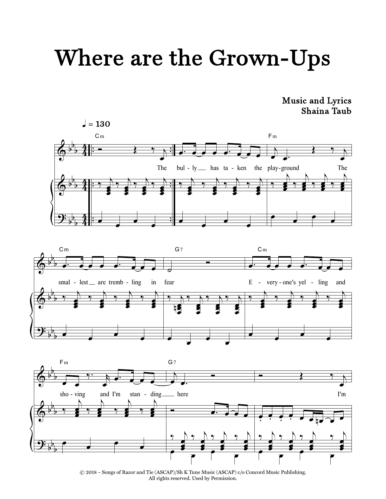 Download Shaina Taub Where Are The Grown-Ups Sheet Music and learn how to play Piano & Vocal PDF digital score in minutes