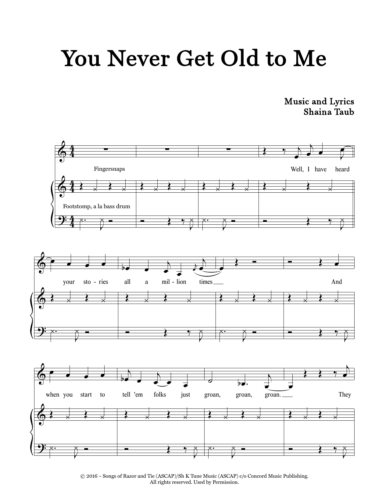 Download Shaina Taub You Never Get Old To Me Sheet Music and learn how to play Piano & Vocal PDF digital score in minutes