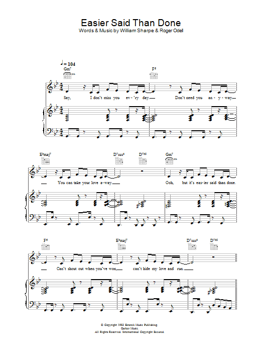 Download Shakatak Easier Said Than Done Sheet Music and learn how to play Piano, Vocal & Guitar PDF digital score in minutes