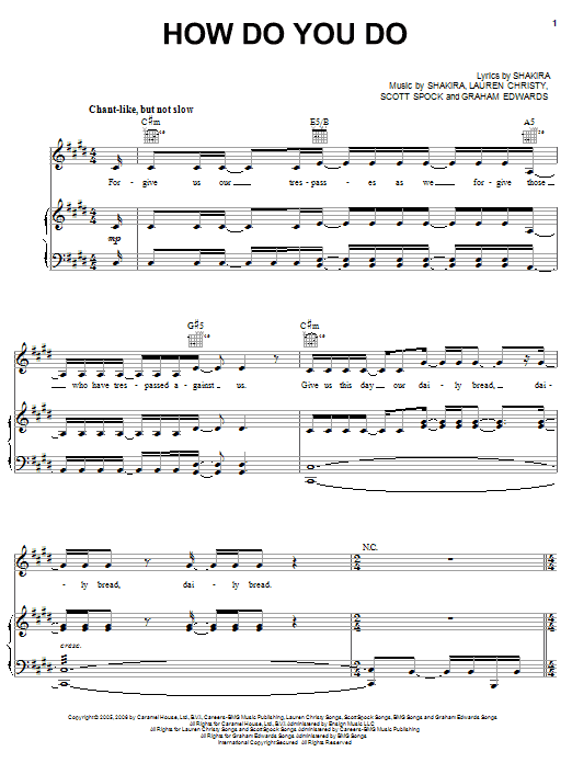 Download Shakira How Do You Do Sheet Music and learn how to play Piano, Vocal & Guitar (Right-Hand Melody) PDF digital score in minutes