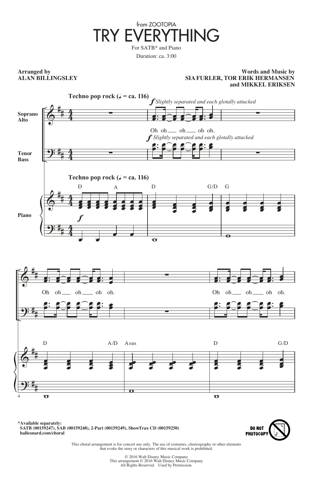 Download Alan Billingsley Try Everything Sheet Music and learn how to play SATB PDF digital score in minutes