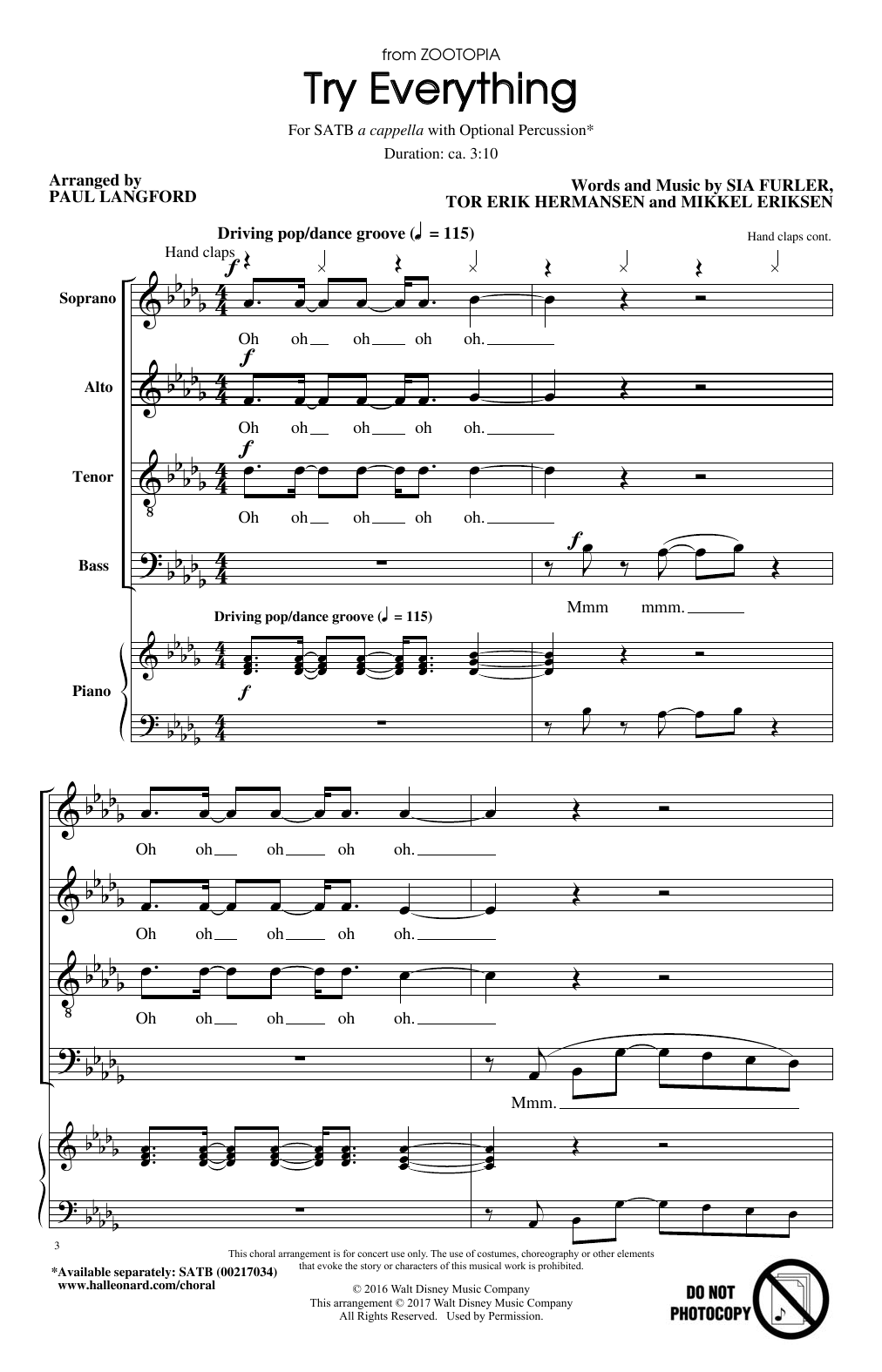 Download Paul Langford Try Everything Sheet Music and learn how to play SATB PDF digital score in minutes