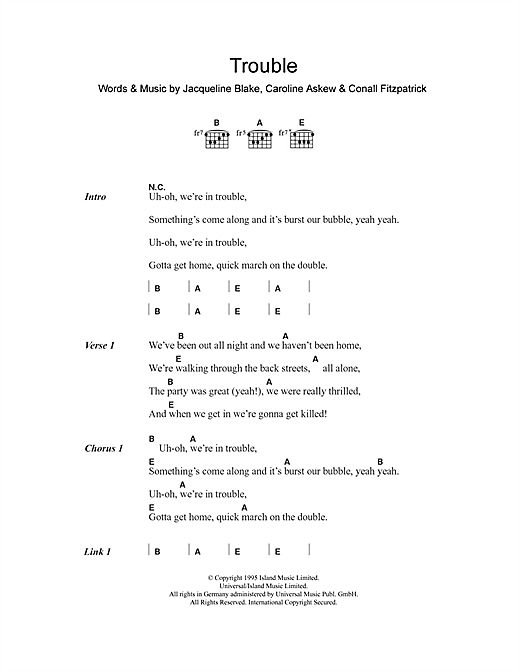 Download Shampoo Trouble Sheet Music and learn how to play Lyrics & Chords PDF digital score in minutes
