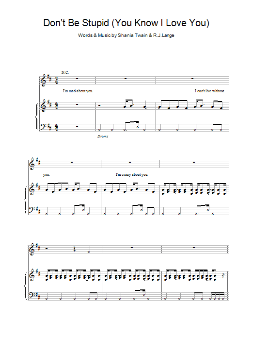 Download Shania Twain Don't Be Stupid (You Know I Love You) Sheet Music and learn how to play Easy Guitar Tab PDF digital score in minutes