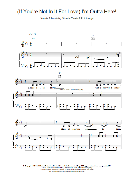 Download Shania Twain (If You're Not In It For Love) I'm Outta Here! Sheet Music and learn how to play Easy Guitar Tab PDF digital score in minutes