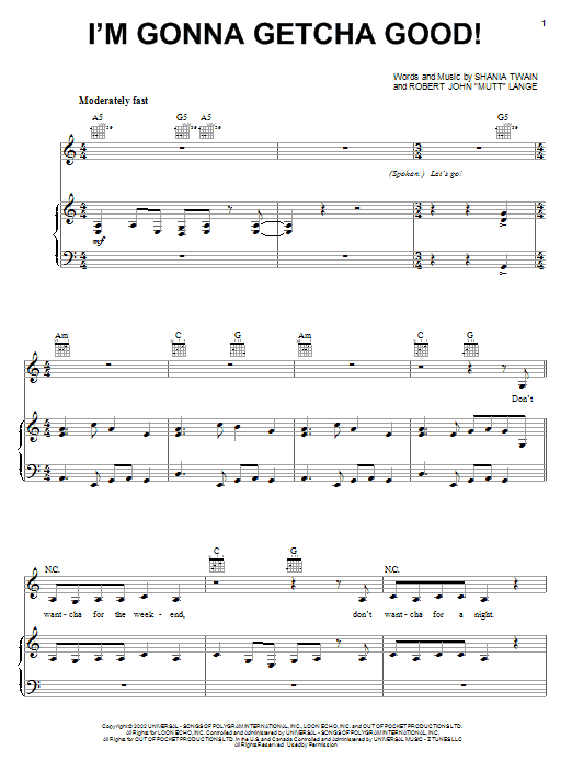 Download Shania Twain I'm Gonna Getcha Good! Sheet Music and learn how to play Saxophone PDF digital score in minutes